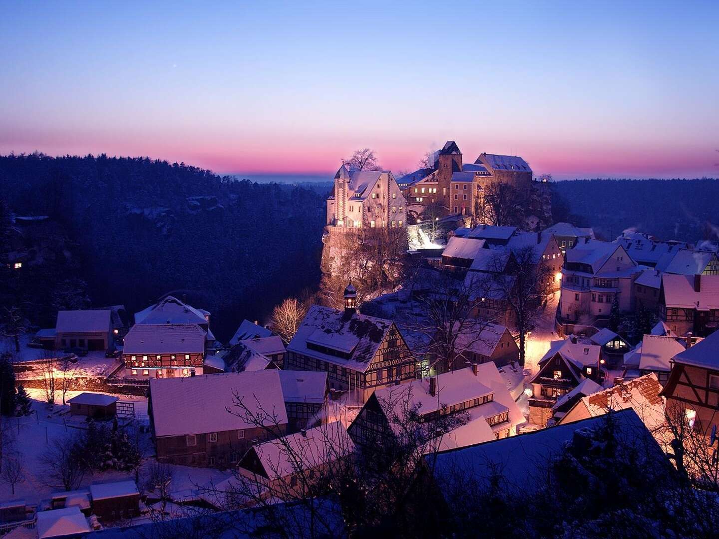 4 Winterwander-Tage auf der Burg Hohnstein in der Nähe von Dresden